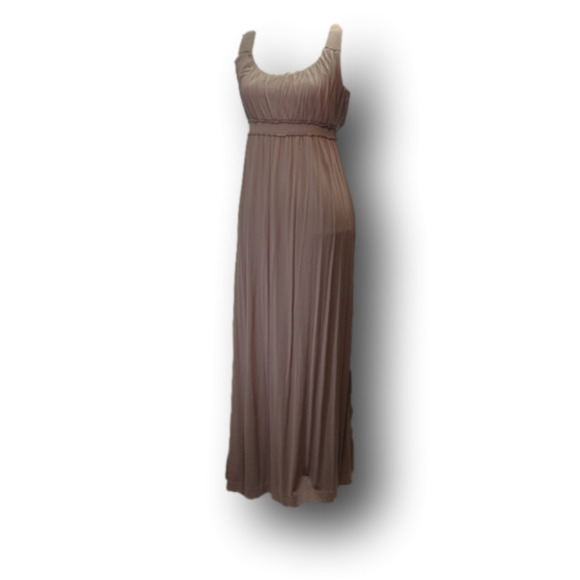 Lucy & Laurel Dresses & Skirts - NEUTRAL taupe color maxi dress with flattering rusching